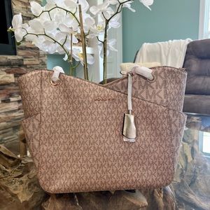 Michael Kors Large X Chain Shoulder Tote Rose Gold